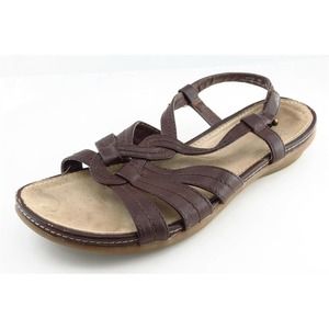 YUU Size 8‎ M Brown Slingback Synthetic Women Sandal Shoes